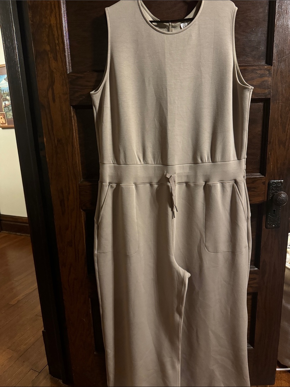 SPANX Sleeveless Taupe Jumpsuit with Drawstring Waist